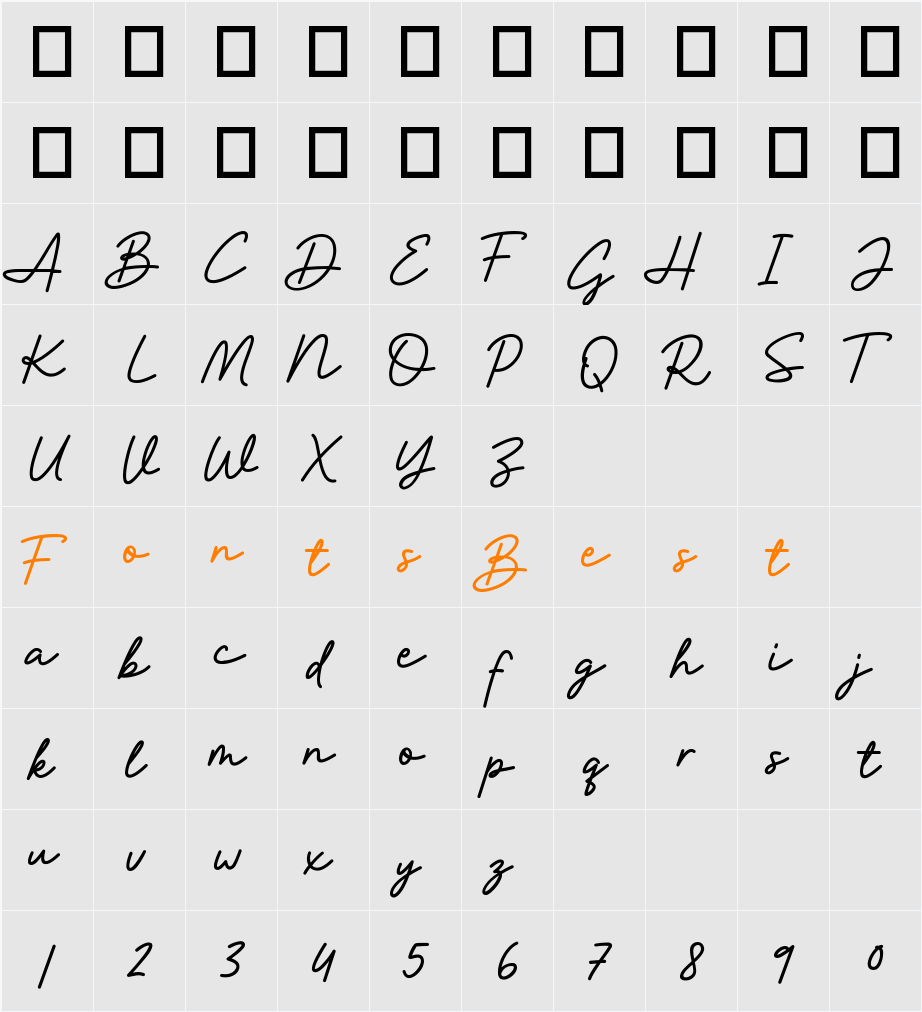 Brittney Signature DEMO! DEMO! Character Map