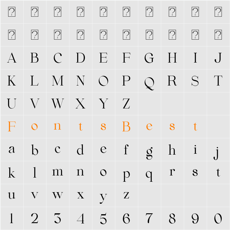 Beautiful Comethrue Regular Condensed Character Map