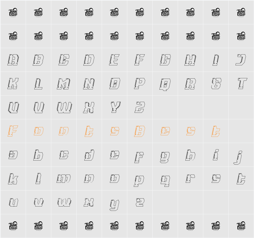 NAXMOS-OutlineItalic Character Map