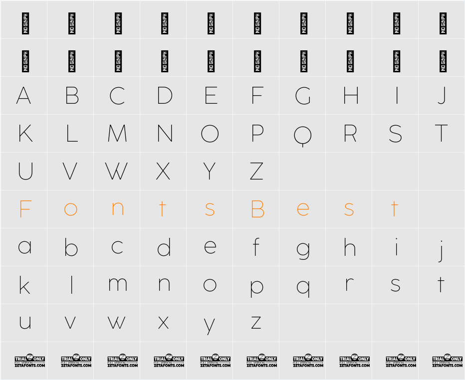 CocoSharp Trial ExtraLight Character Map