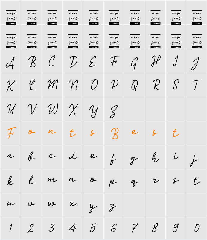 Obayani Script Character Map
