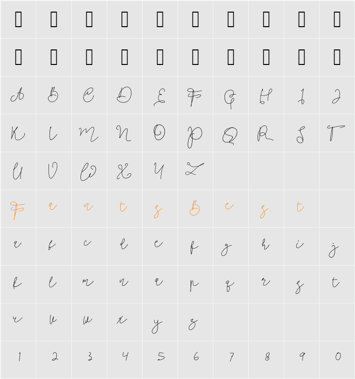 Angellida Character Map