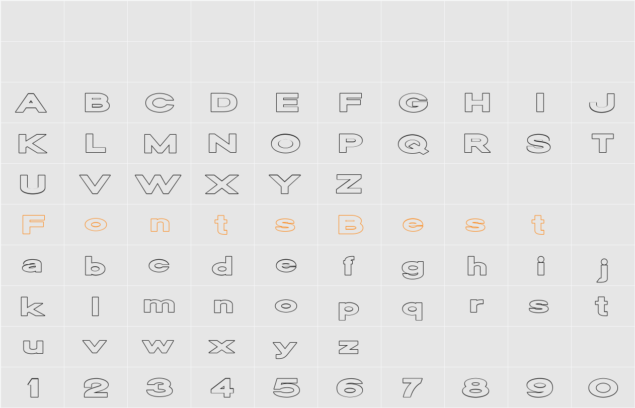 Oscan Expanded Outline Character Map