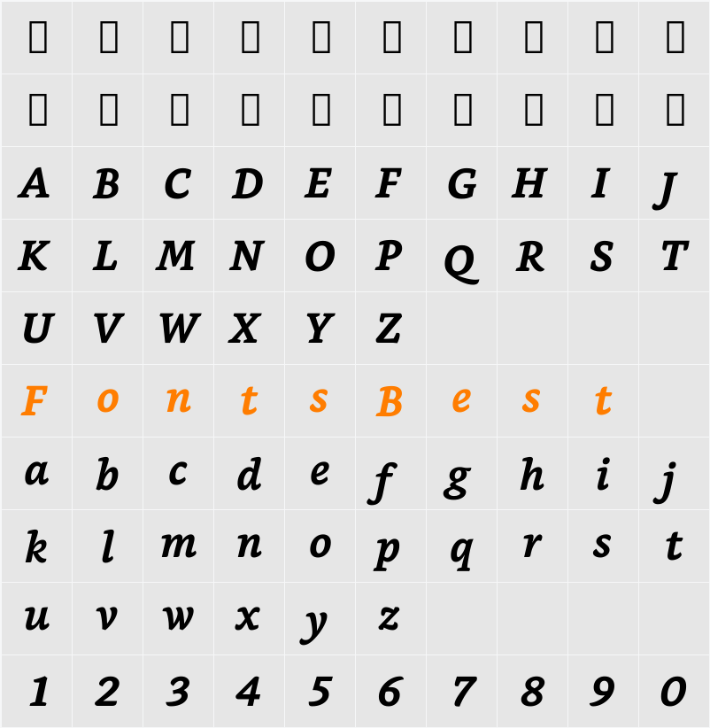 Bookerly Character Map