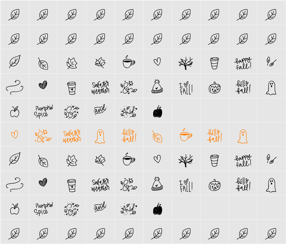 Fb autumn doodles Character Map