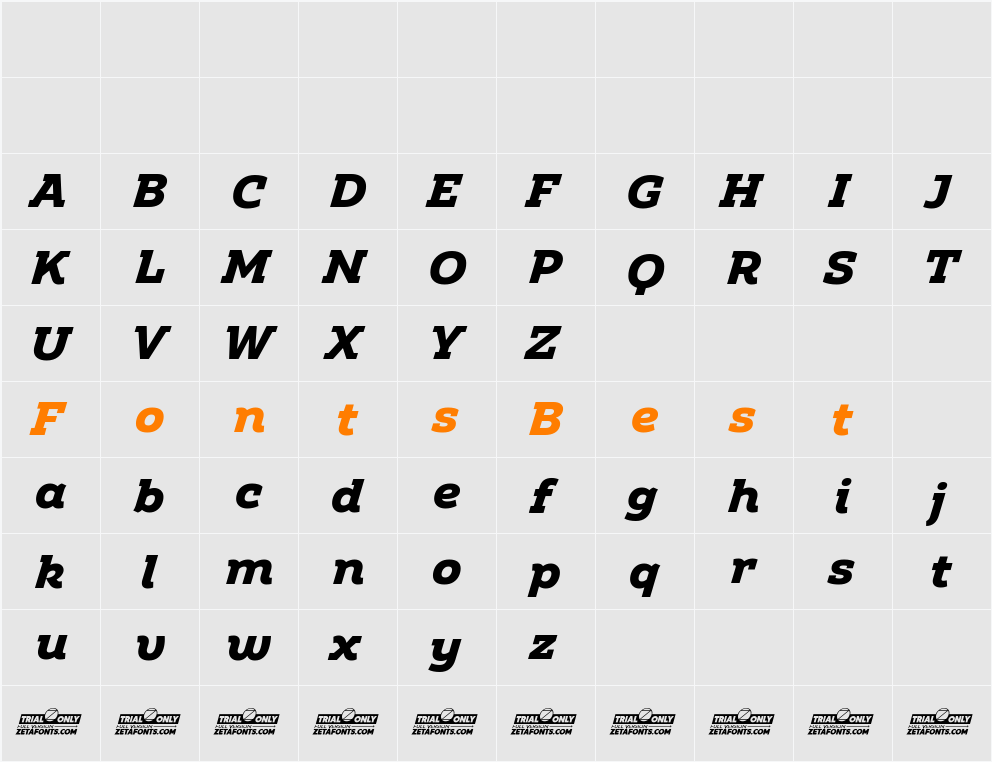 Amazing Slab Trial Extrabold Character Map