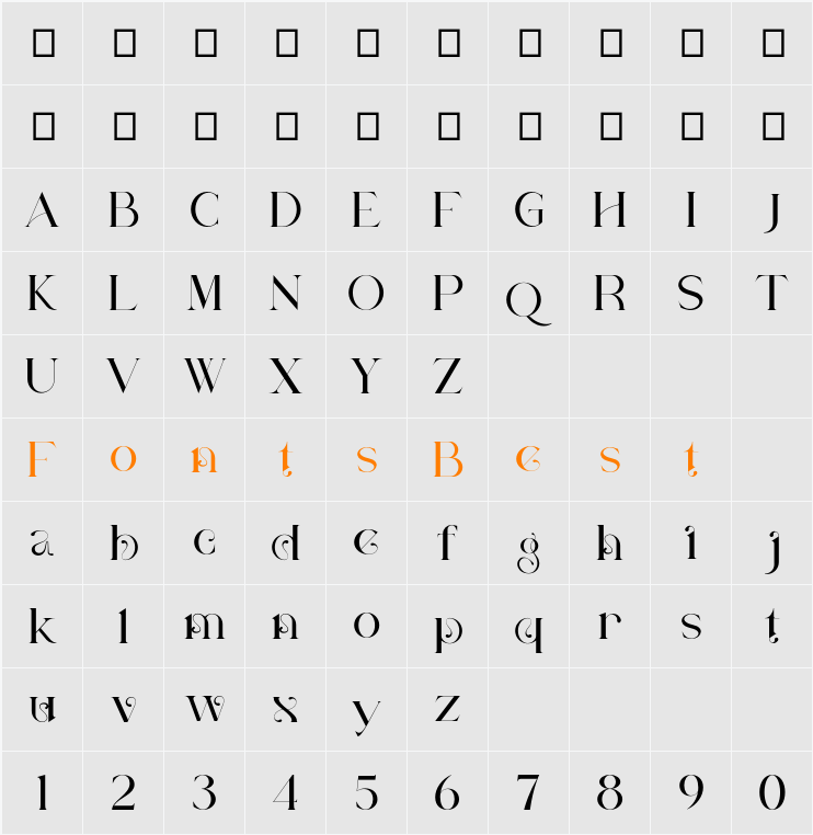 Verdigo Character Map