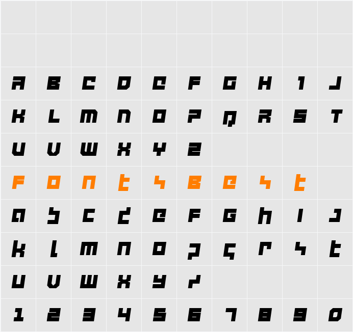 deep data semi-italic Character Map