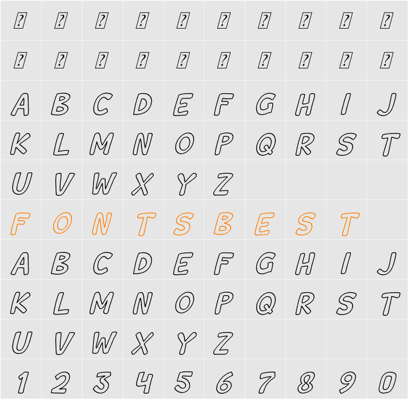Wishcar Moundy Outline Character Map