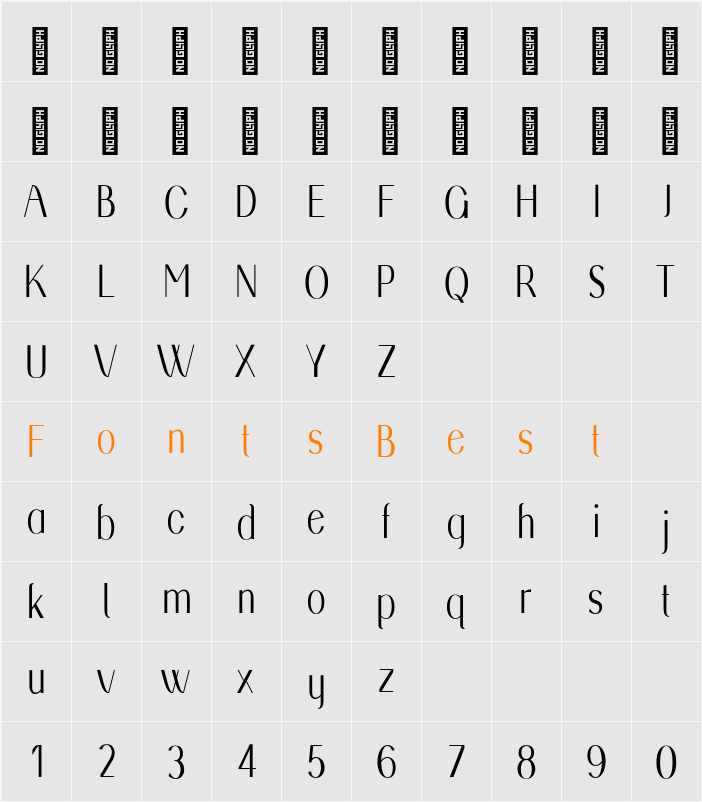 Gladeston Personal Use Character Map