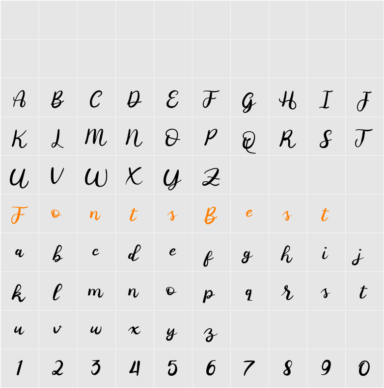 BlissfulCurl-Demo Character Map