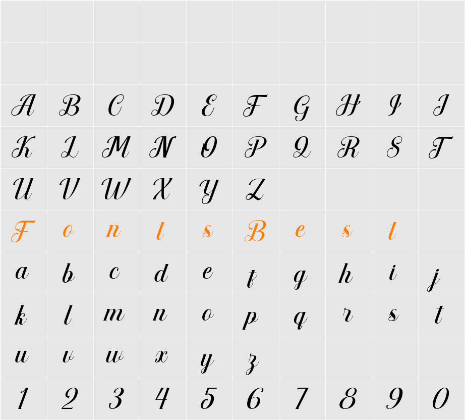 Anyva Personal Use Only Character Map