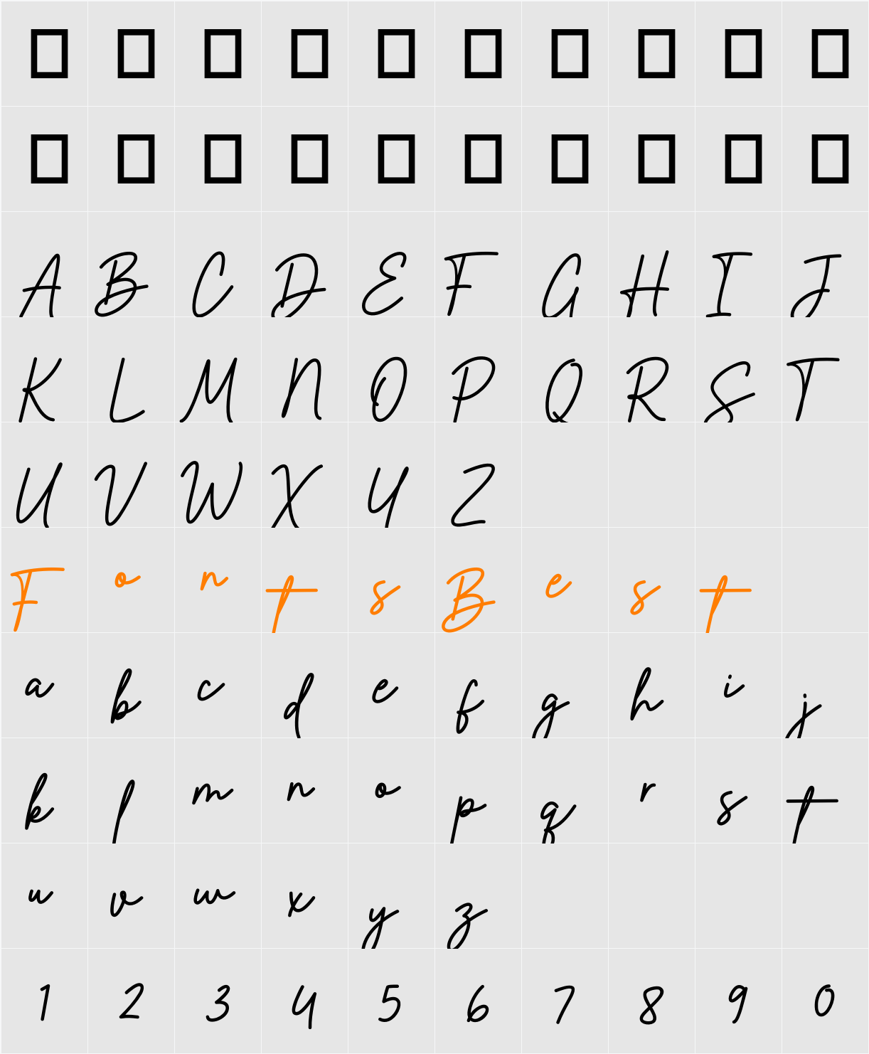 Billie Signature DEMO! DEMO! Character Map