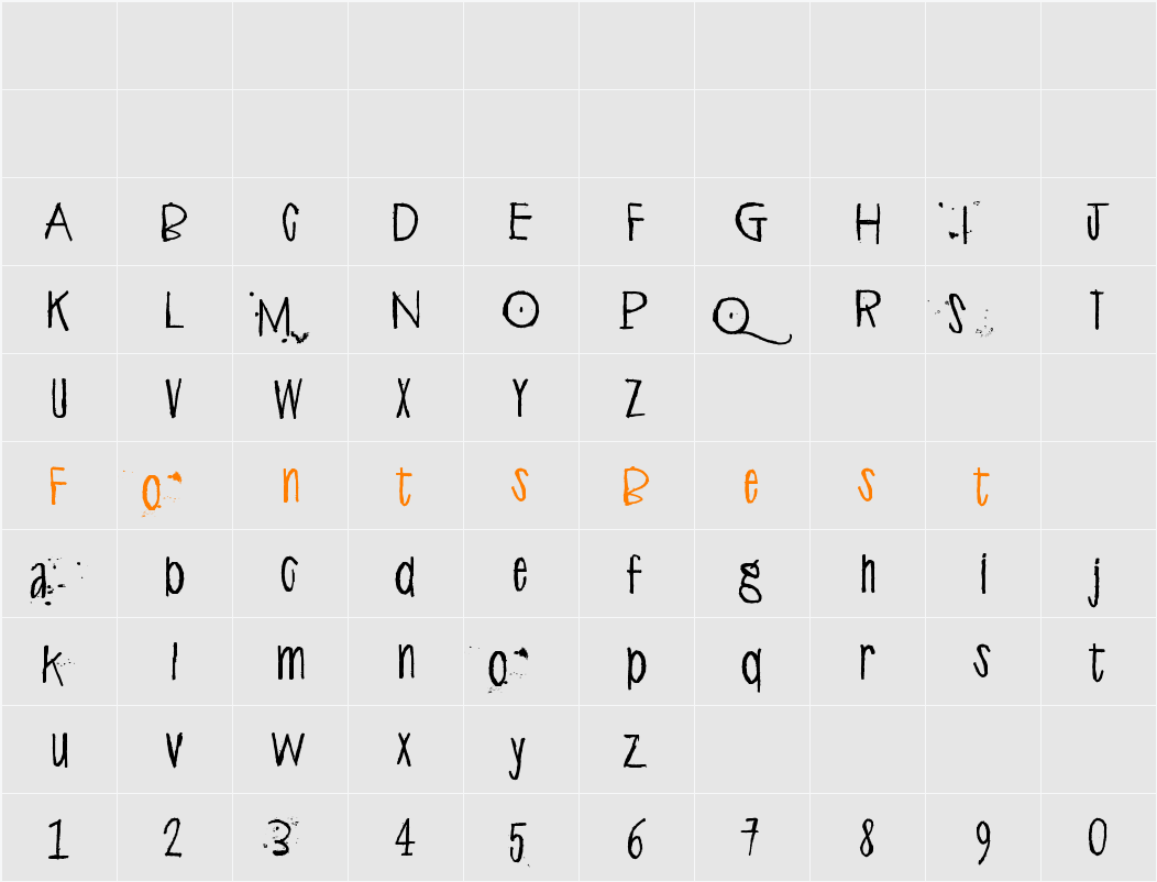 Alphabet Minus Eighty Ink Character Map
