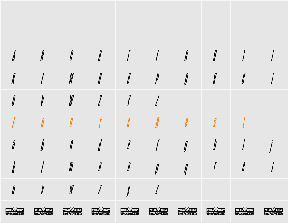 HeadingNow Trial 05 Medium Character Map