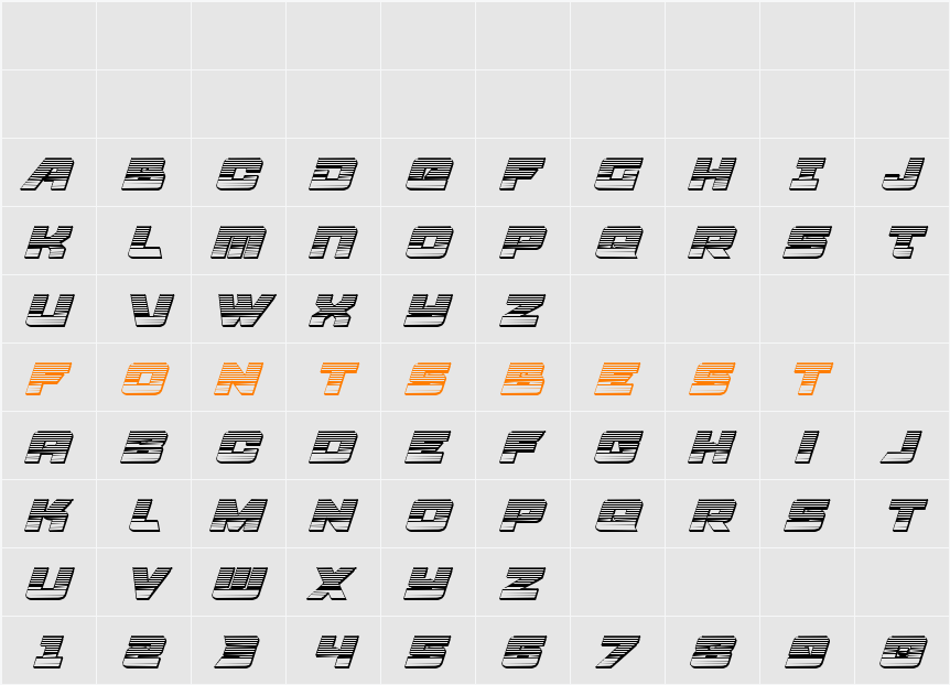 Aircruiser Chrome Italic Character Map