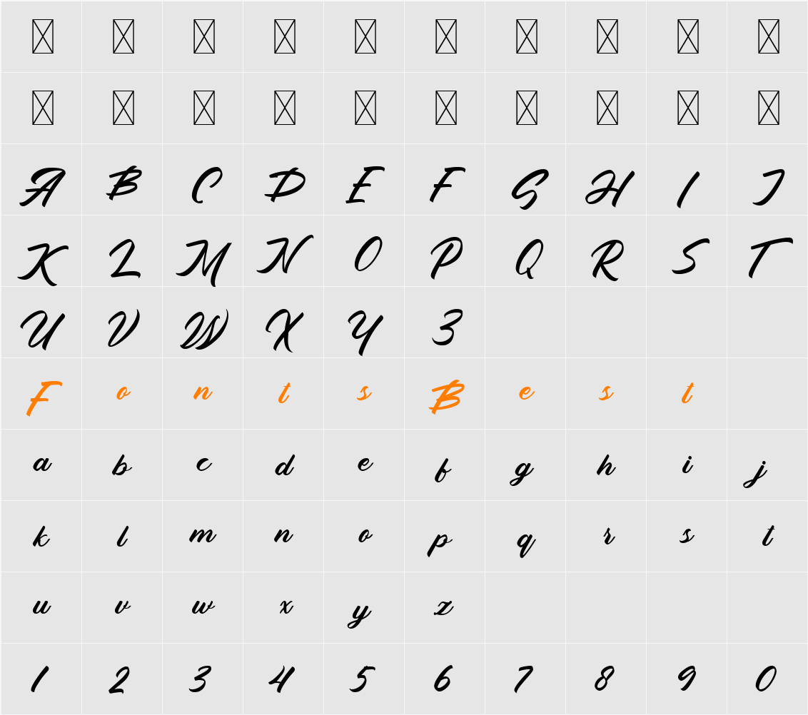 Cryolite Demo Character Map