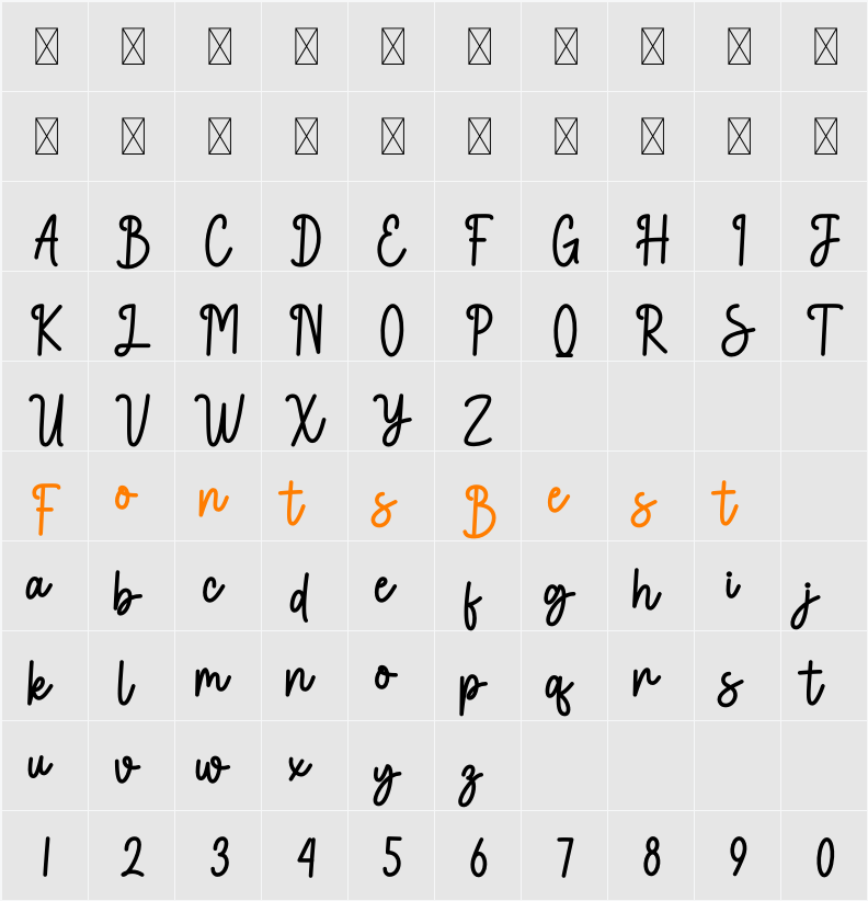 Fresh Baked Character Map