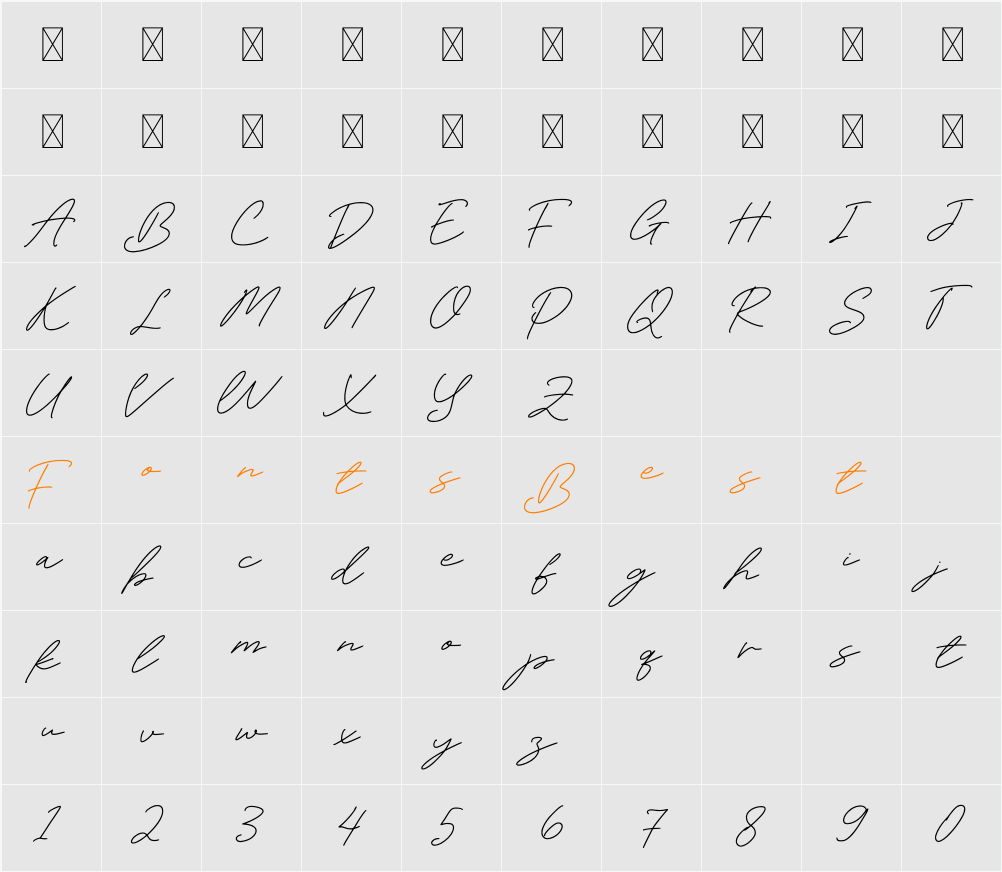 Amibata Character Map