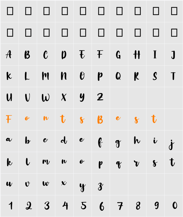Alberteen Character Map