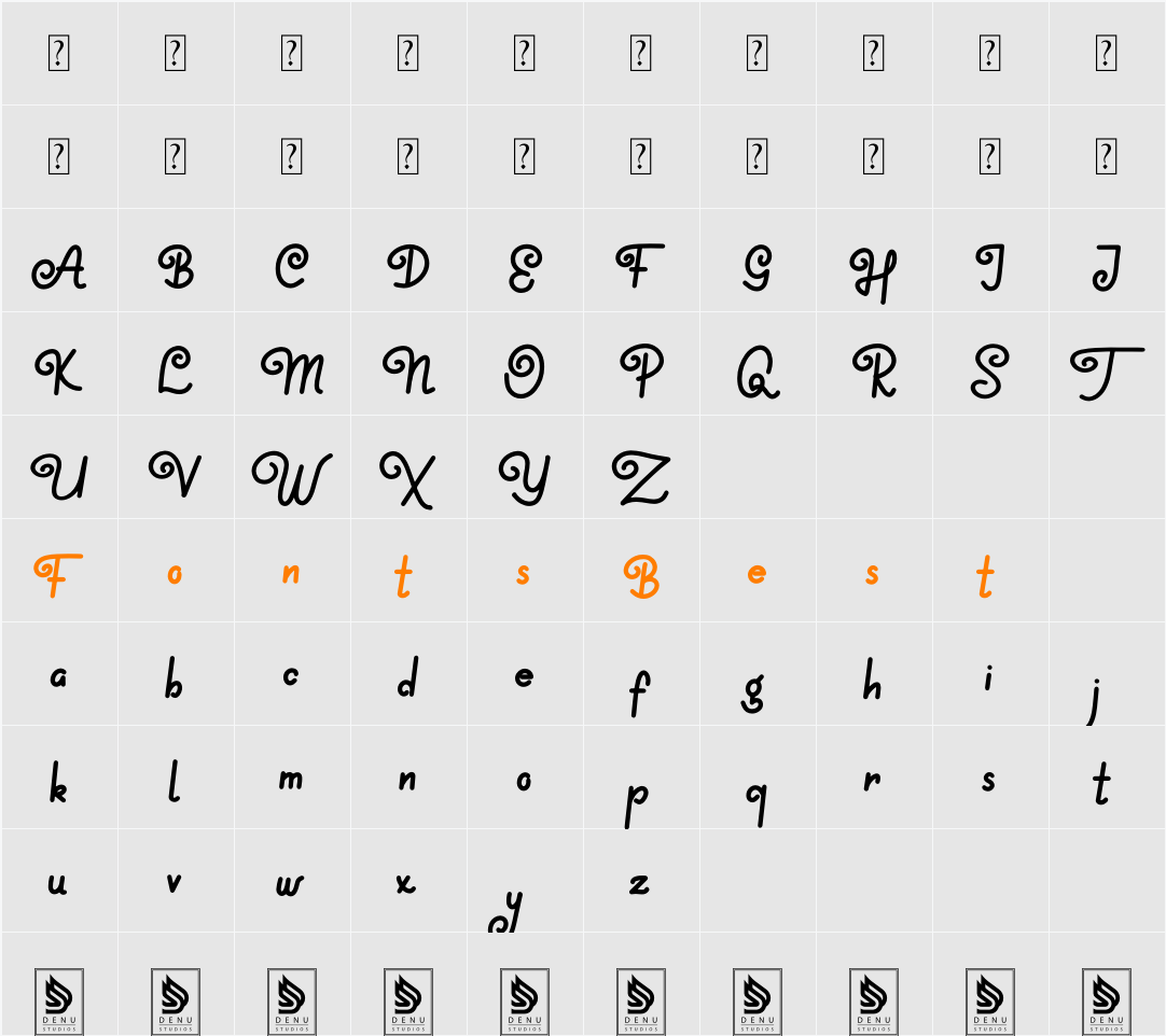 Serpai Monoline Character Map