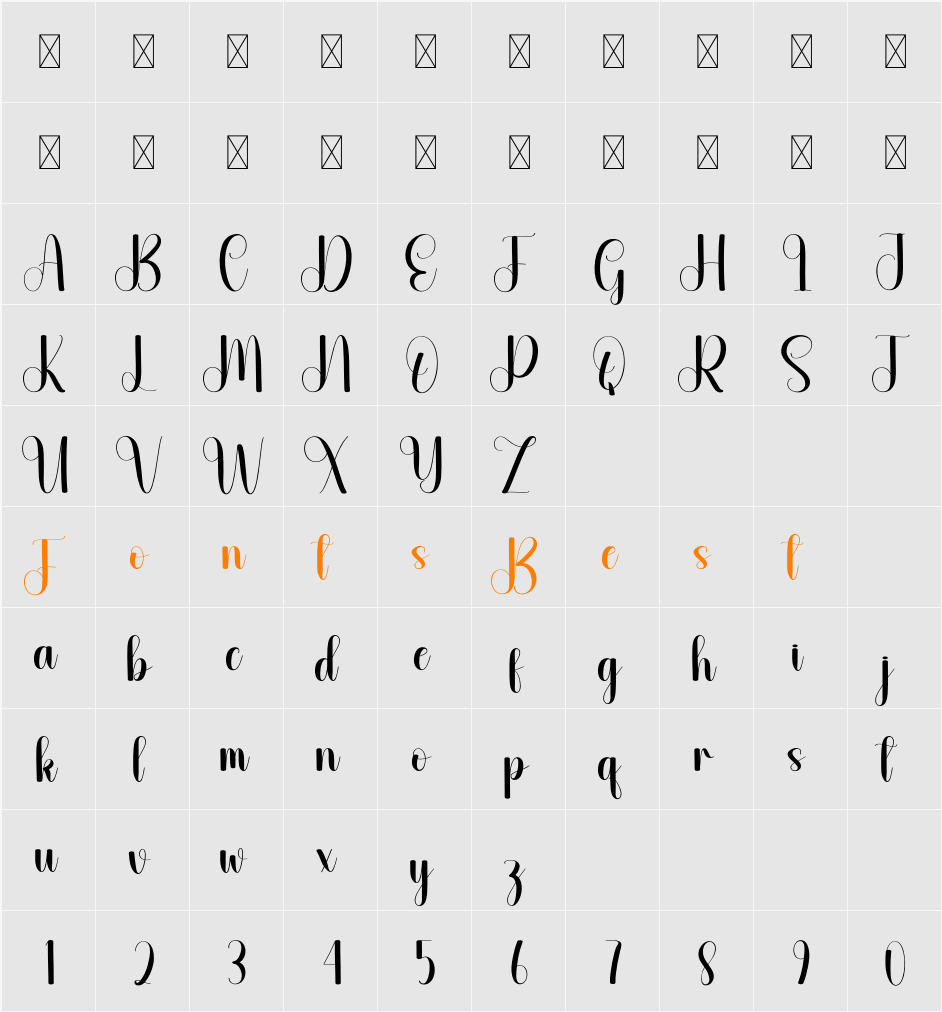 Sandbeach Character Map