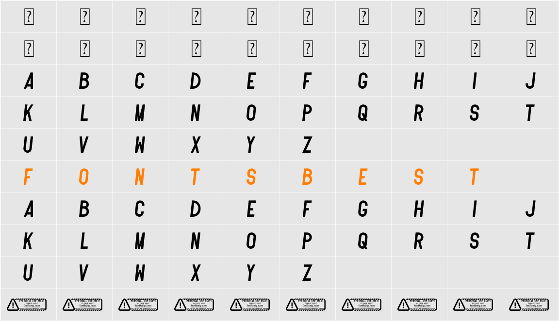 Blade PERSONAL USE ONLY! Character Map