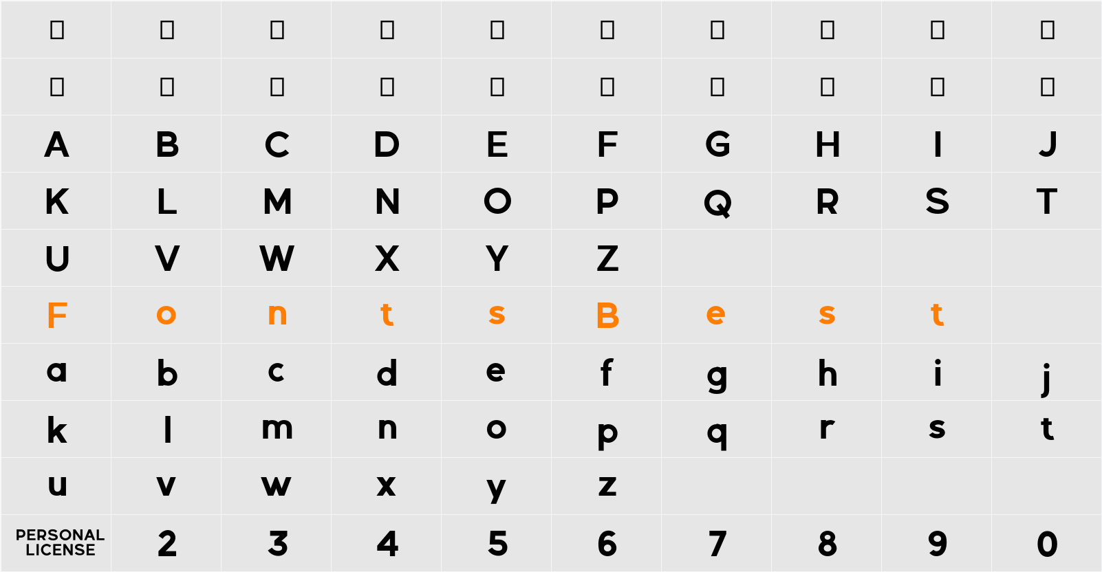 Gexo Sans Demo Character Map