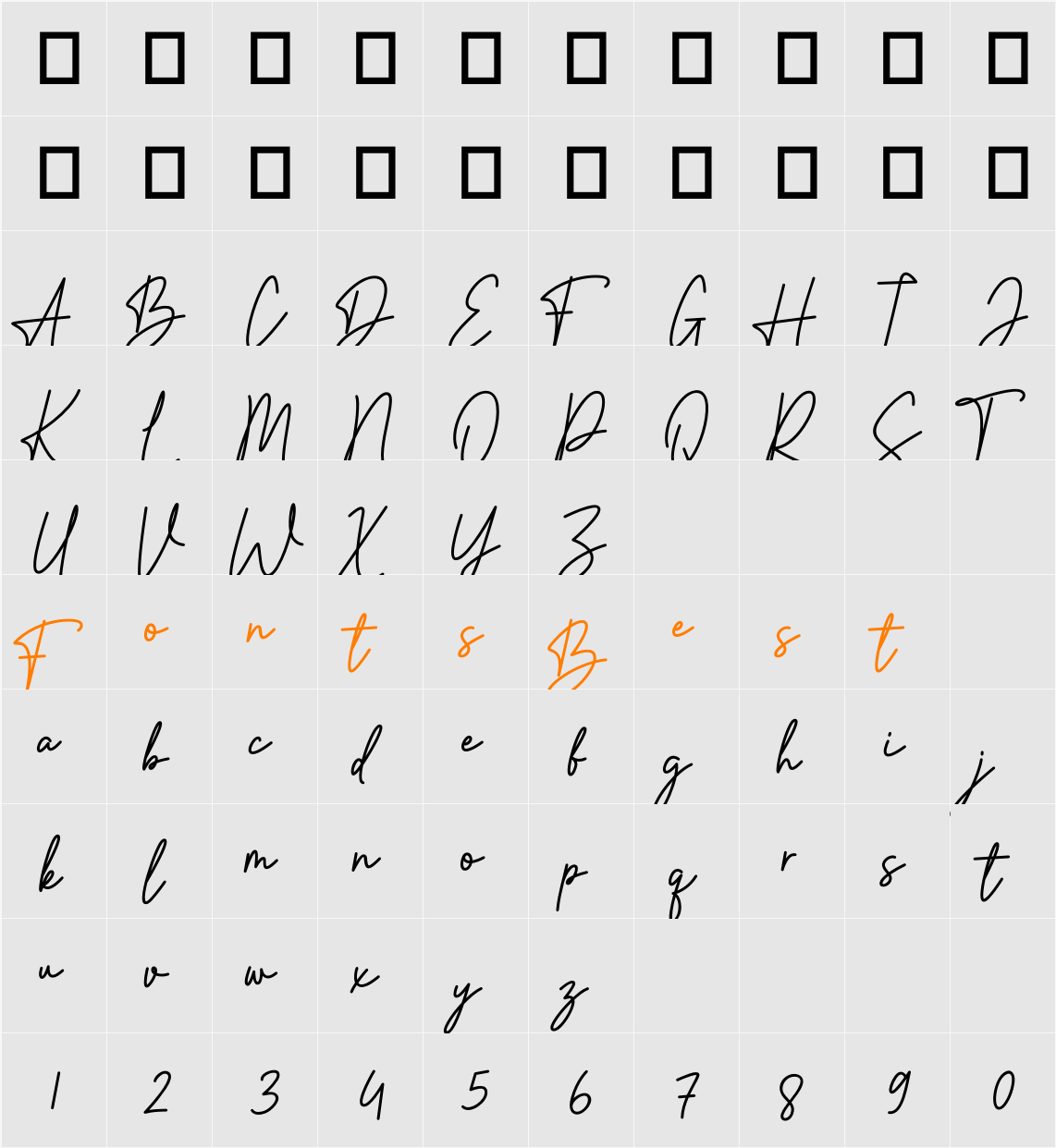 Bitter Signature DEMO! DEMO! Character Map