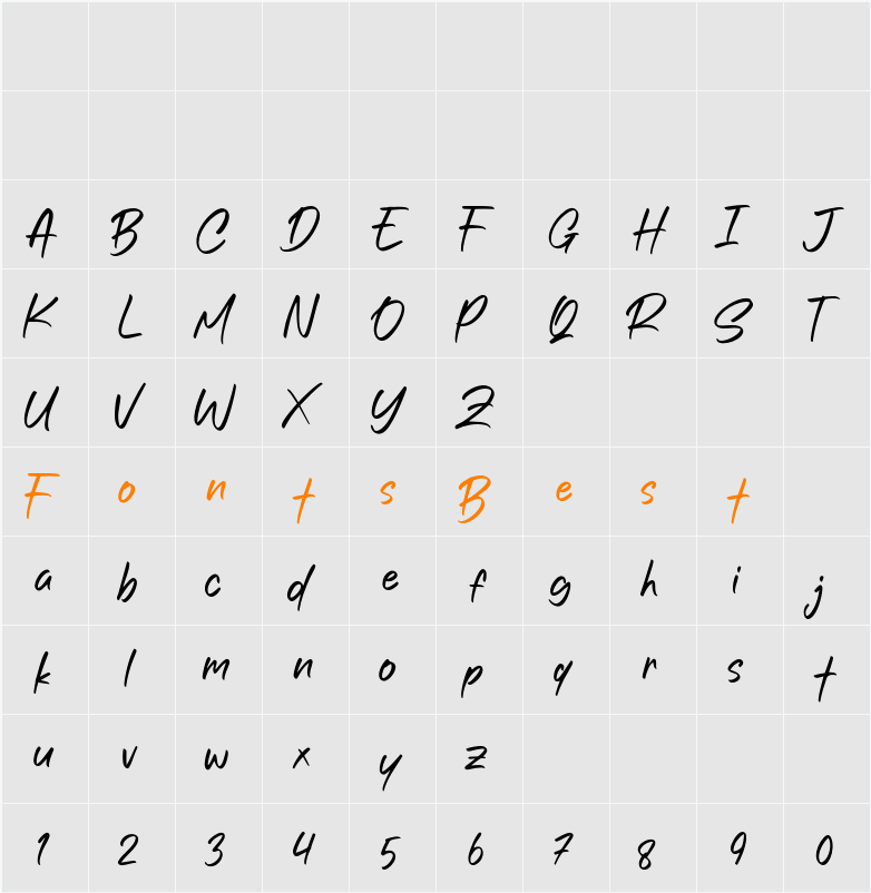 Rullent Character Map