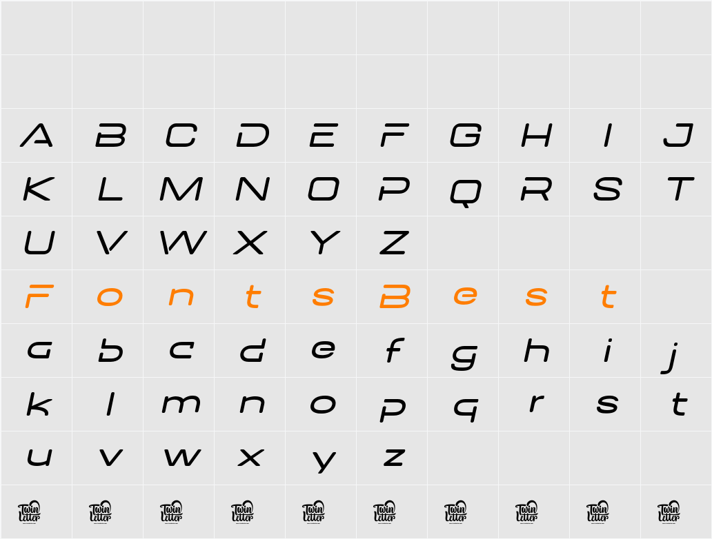 DOVENS Thin Slant Character Map