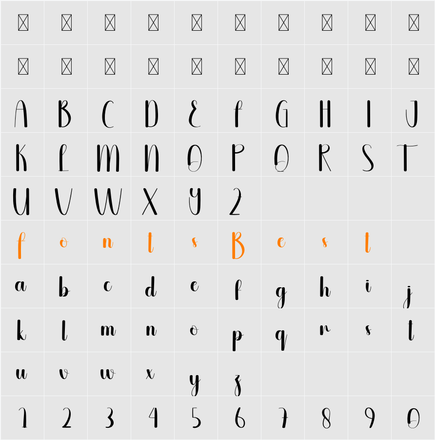 Outday Character Map