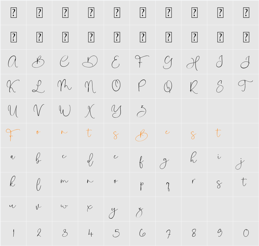 Antasilla Font Character Map