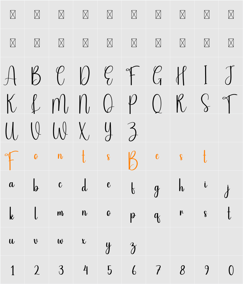 Style Calligraphy Character Map