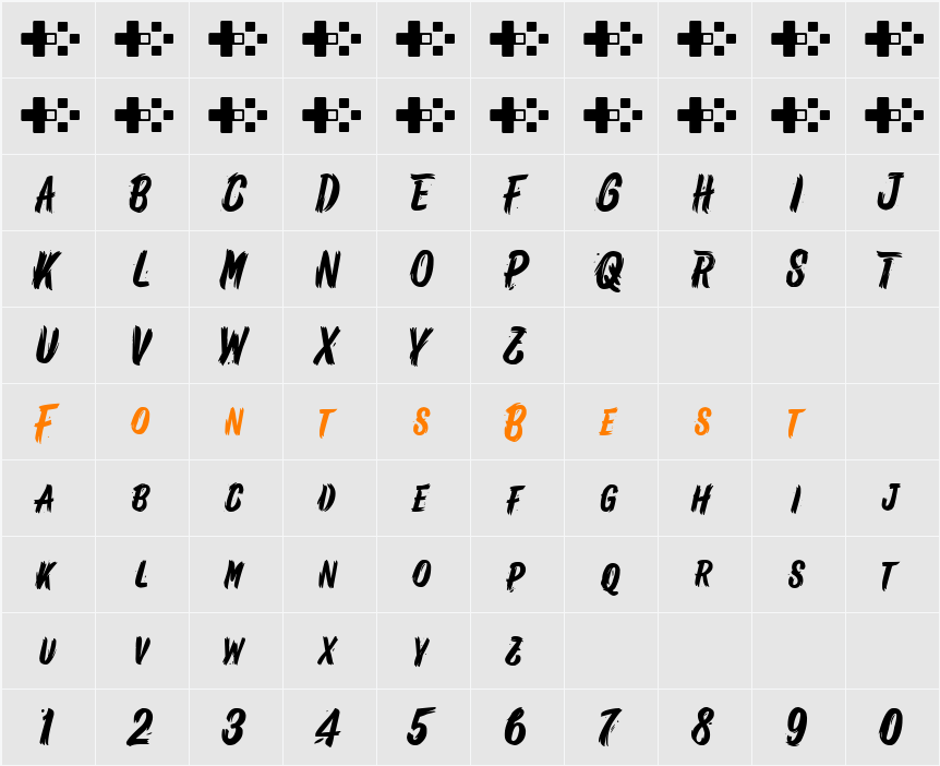 Shred Handed Character Map