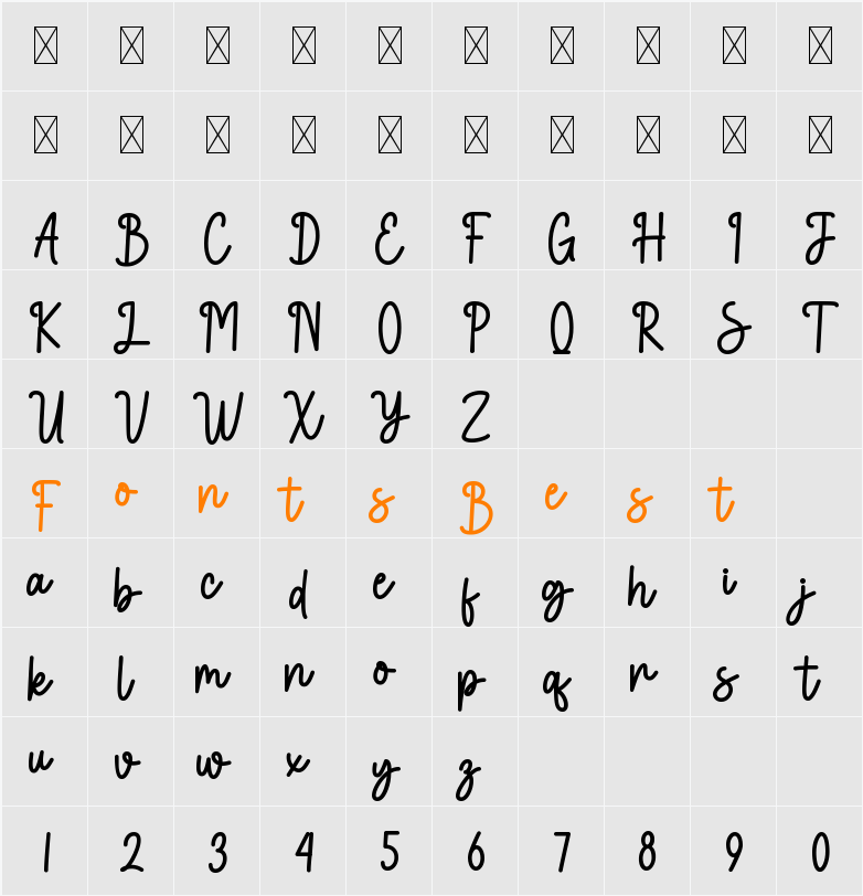 Fresh Baked Character Map