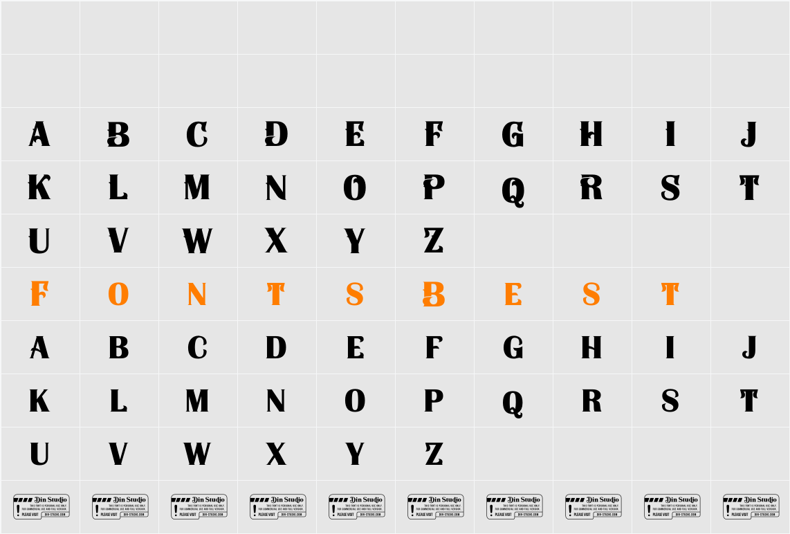 Fieldstone Solid Personal Use Character Map