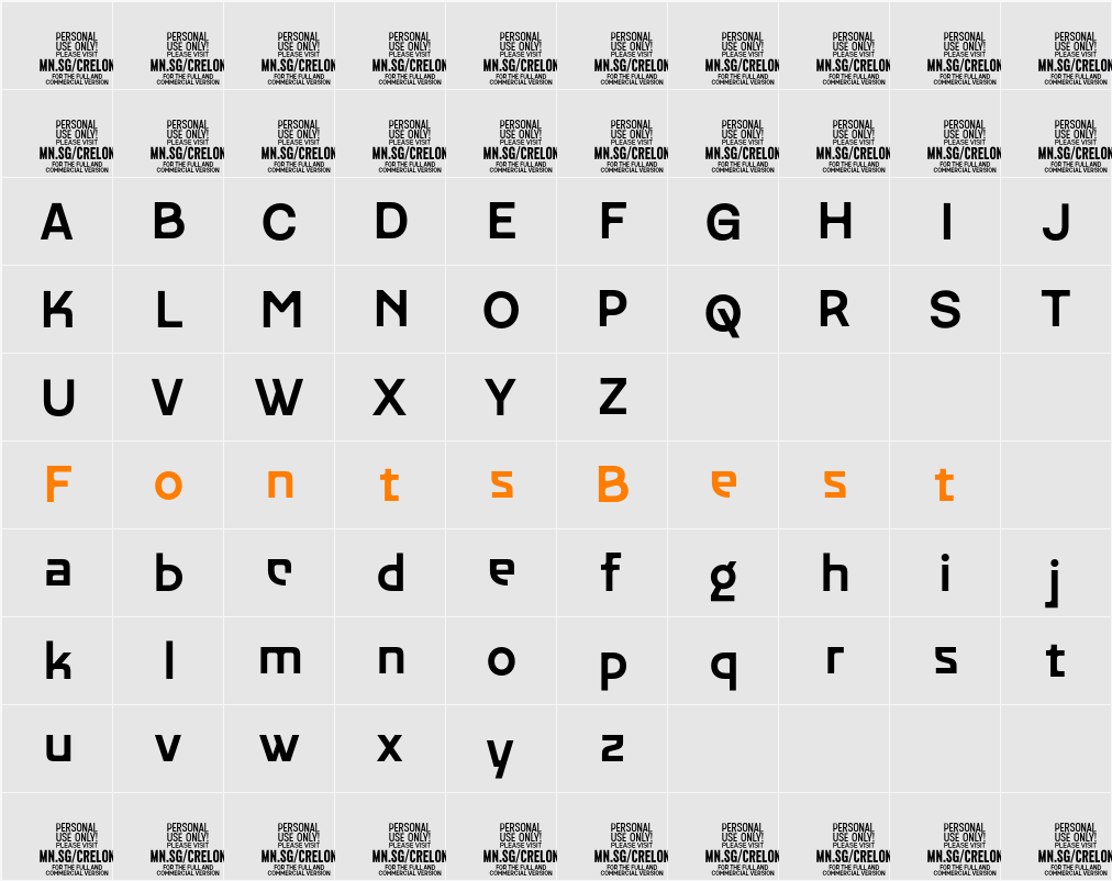 Crelon Sans PERSONAL USE Character Map