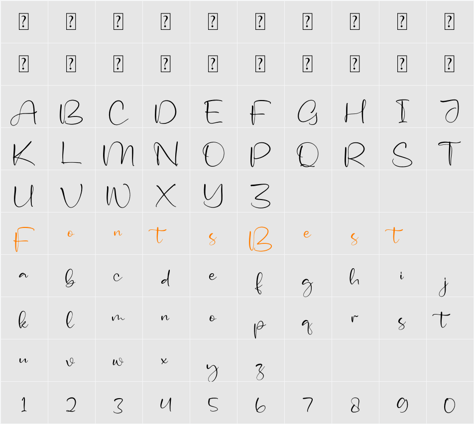 Asmeralka Character Map