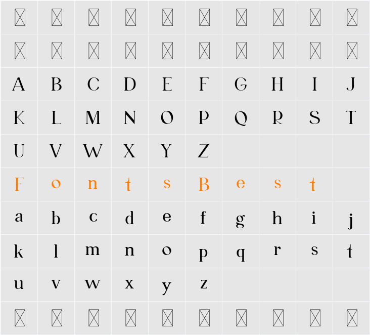 CF Ellara Domian Thin Character Map