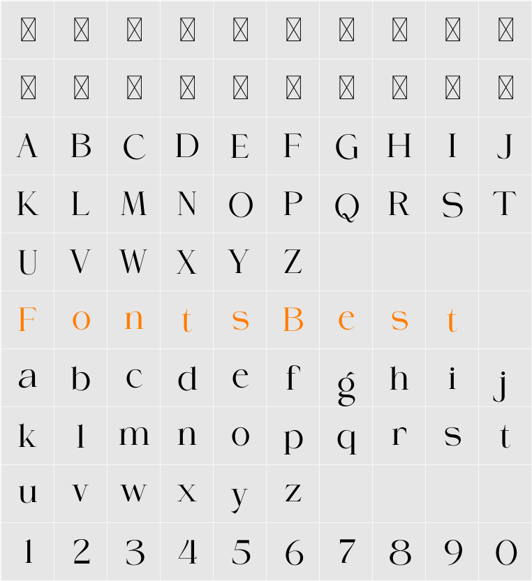 LUNERY Character Map