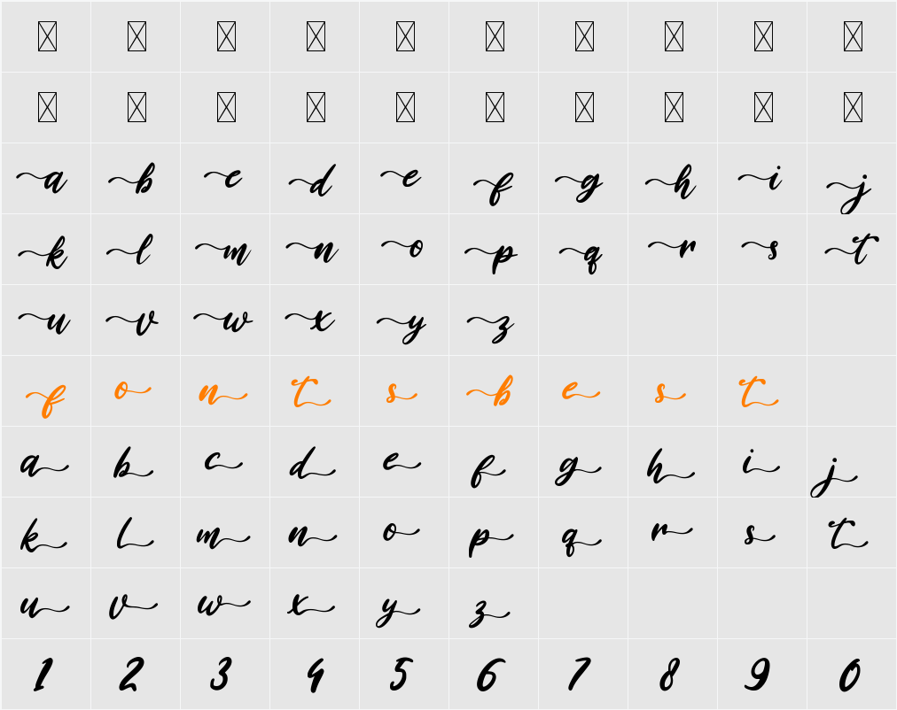 Ali Ana Tail Character Map