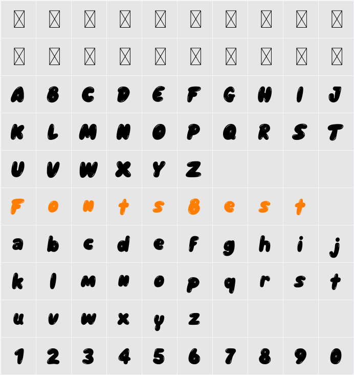 Blopy Font Character Map