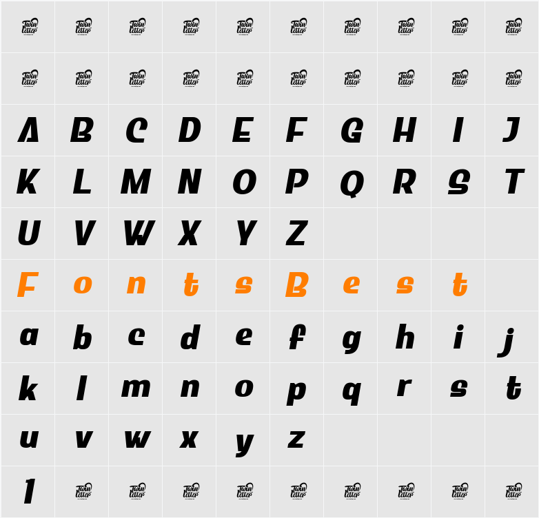 BLADUS Trial Slant Character Map