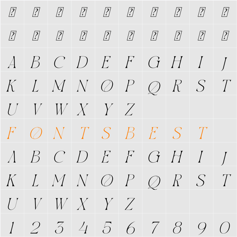 MELAGLLIK ITALIC Character Map