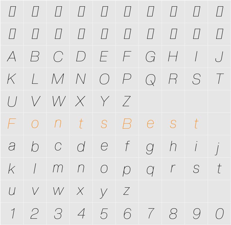 Creato Display Thin Character Map