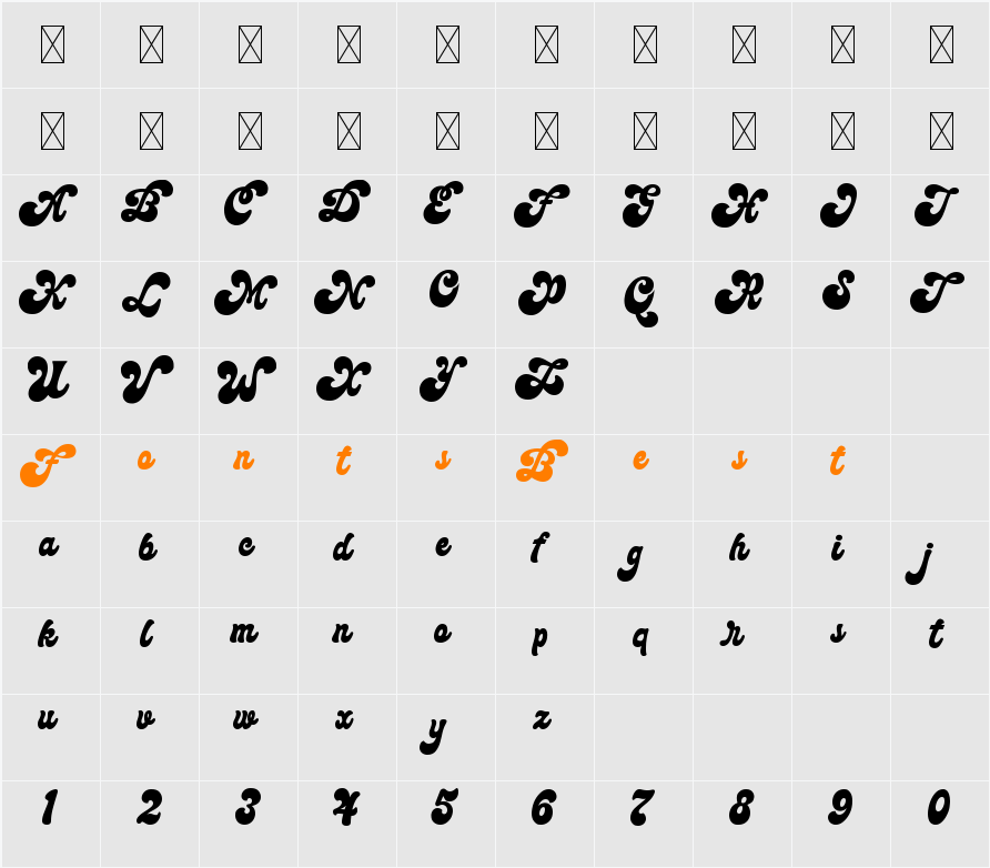 Mangolia Character Map