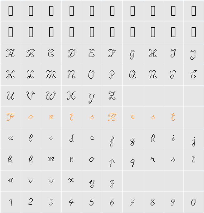 ACSF Gallant light Character Map