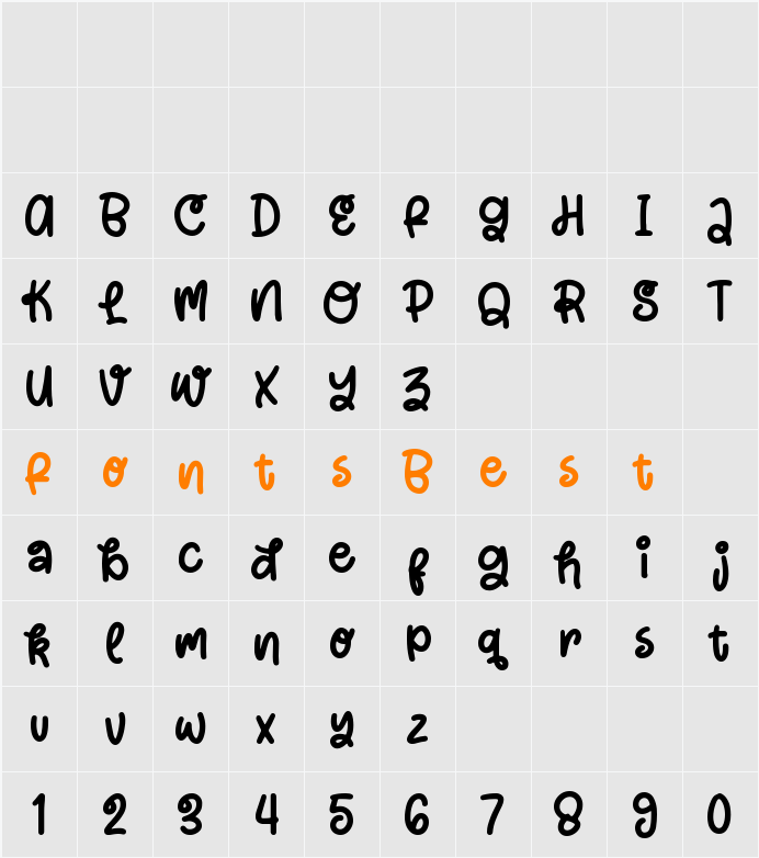 Short Cake Character Map