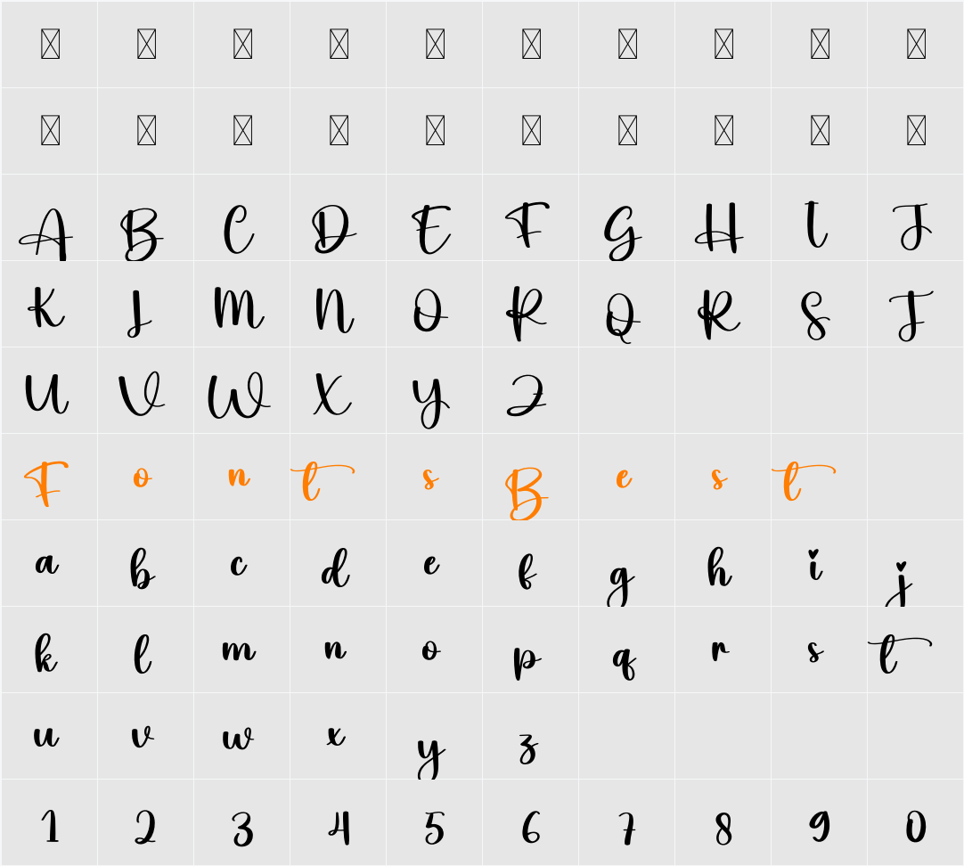 Oneday Character Map